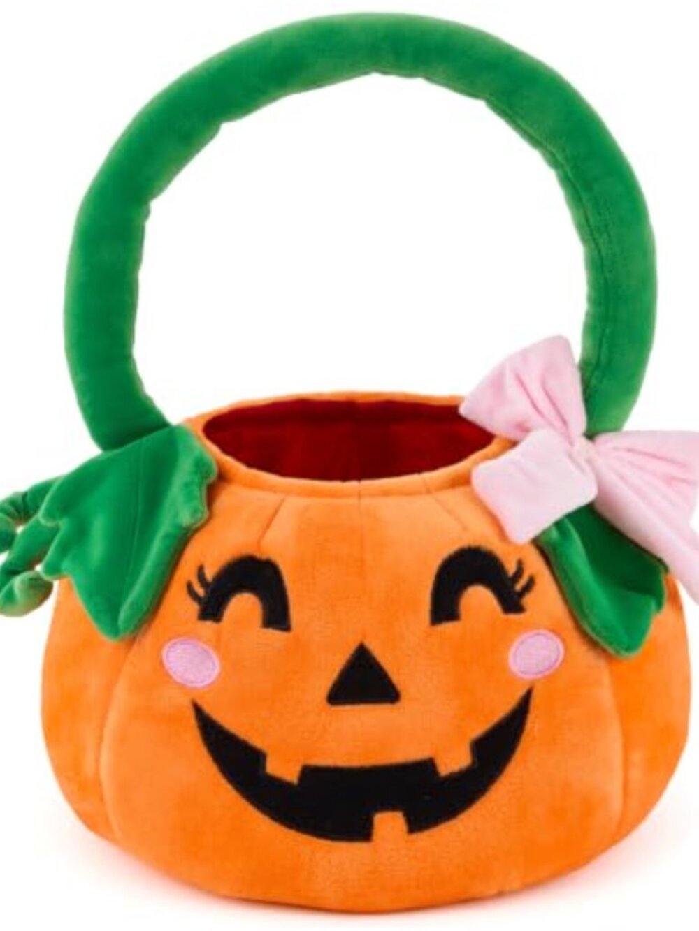 Plush Halloween Pumpkin Basket Candy Bag Trick or Treat Tote